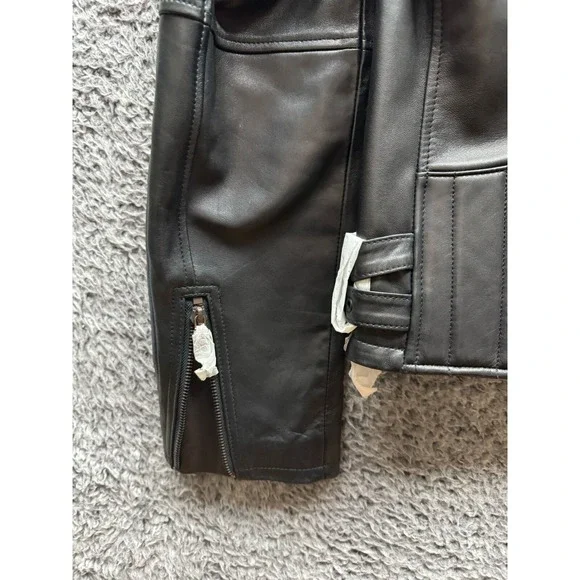 NWT Robert Graham Colter Lambskin Leather Biker Jacket Black Womens Size M $1998